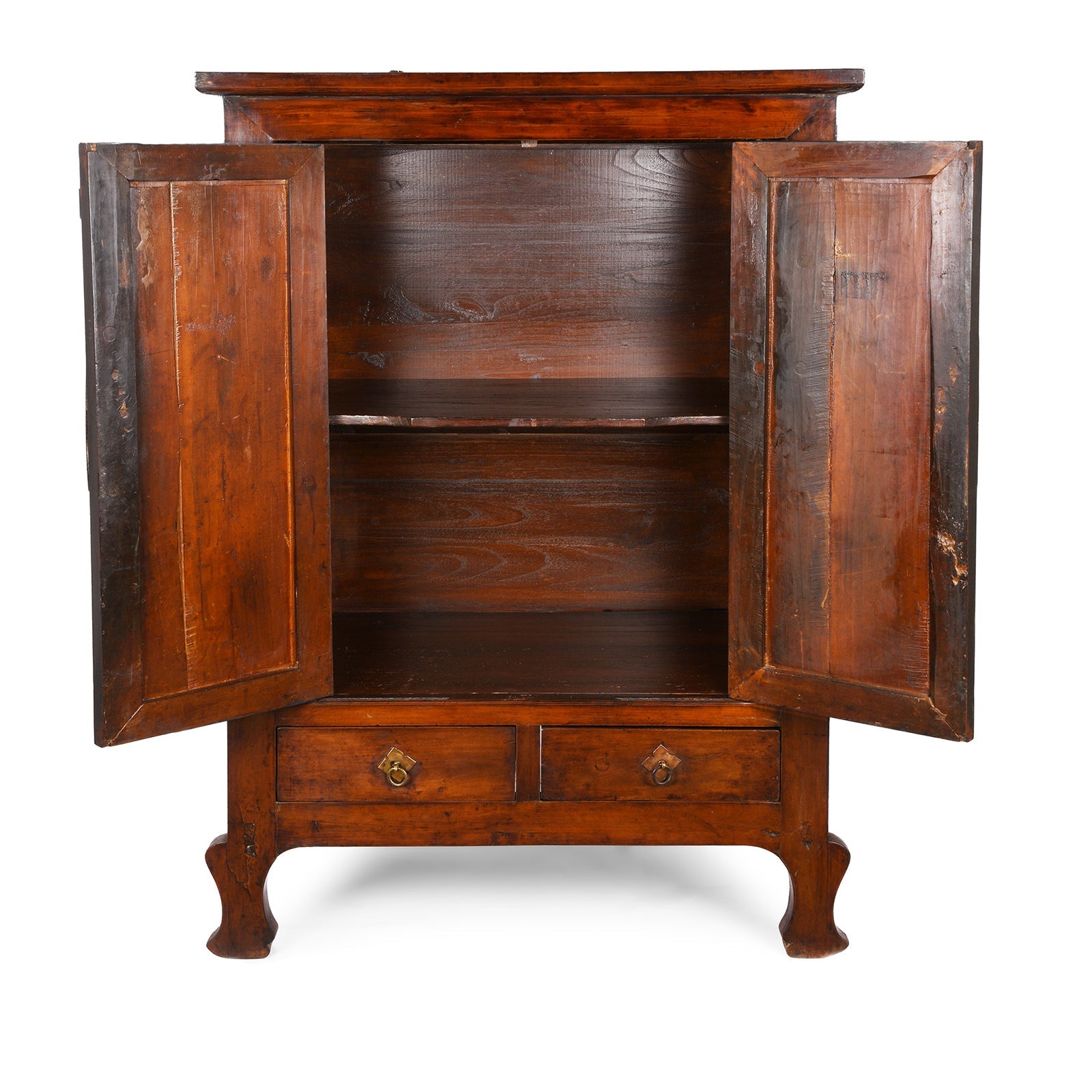 Tall Walnut Cabinet From Gansu - Late 19th Century