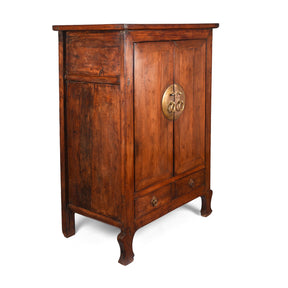 Tall Walnut Cabinet From Gansu - Late 19th Century
