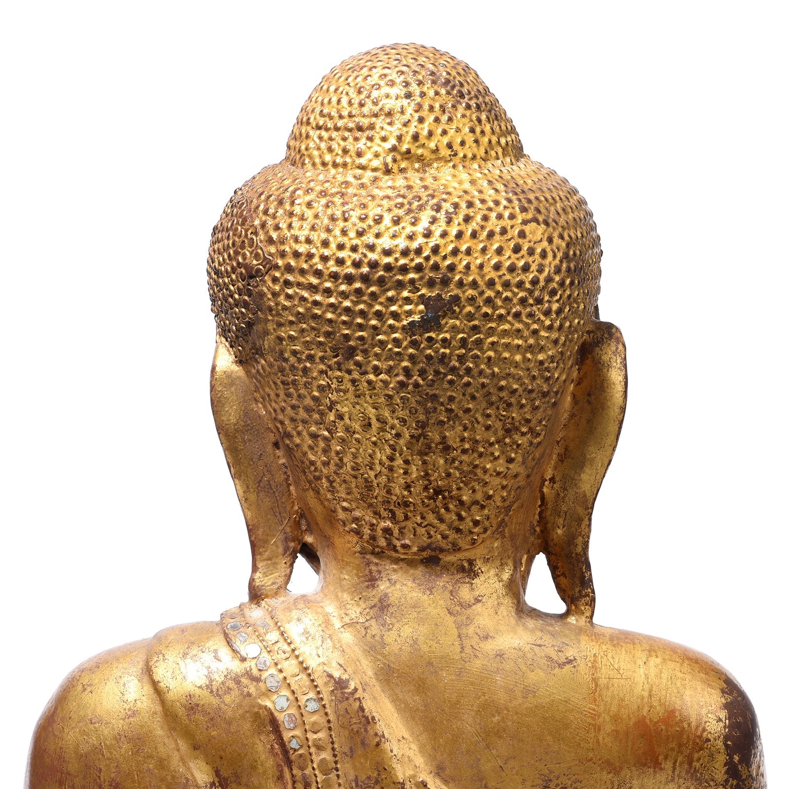 Sitting Gilt Teak Mandalay Buddha - Ca 1910
