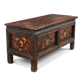 Painted Floral Choksar Prayer Table from Tibet - 19th Century