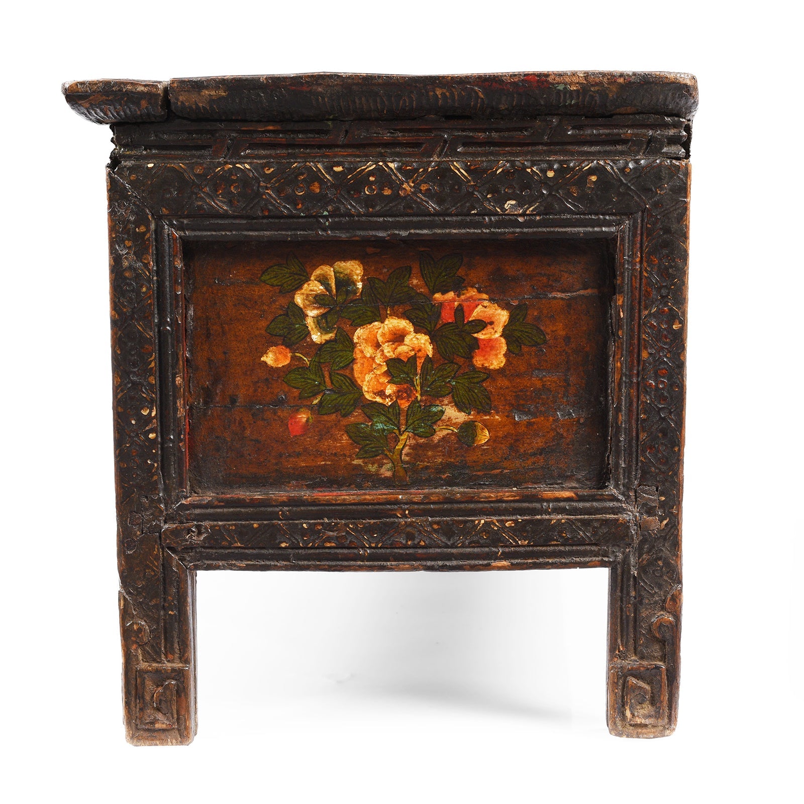 Painted Floral Choksar Prayer Table from Tibet - 19th Century