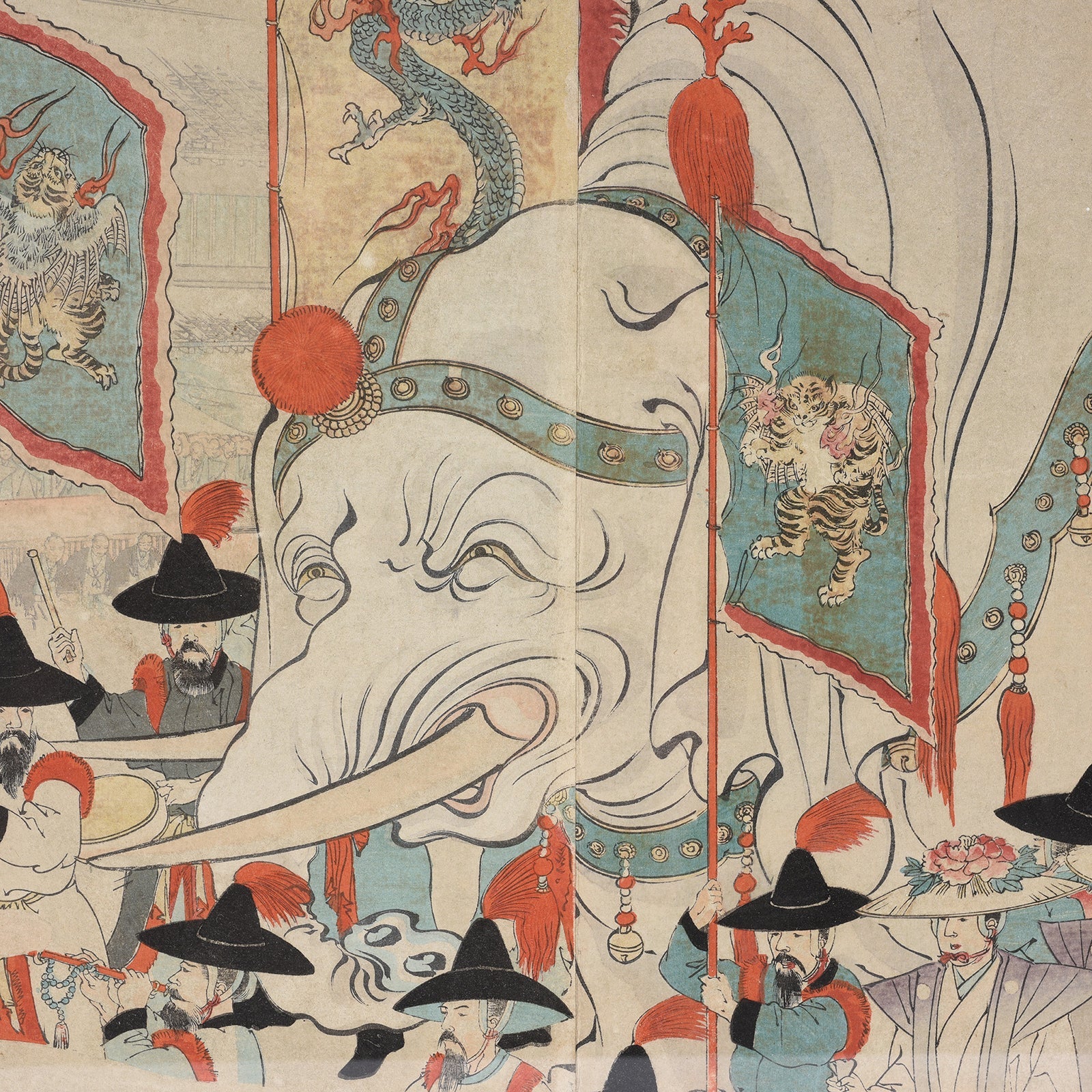'Sanno Festival at the Chiyoda Palace' Original Woodblock by Toyohara Chikanobu - Ca 1897