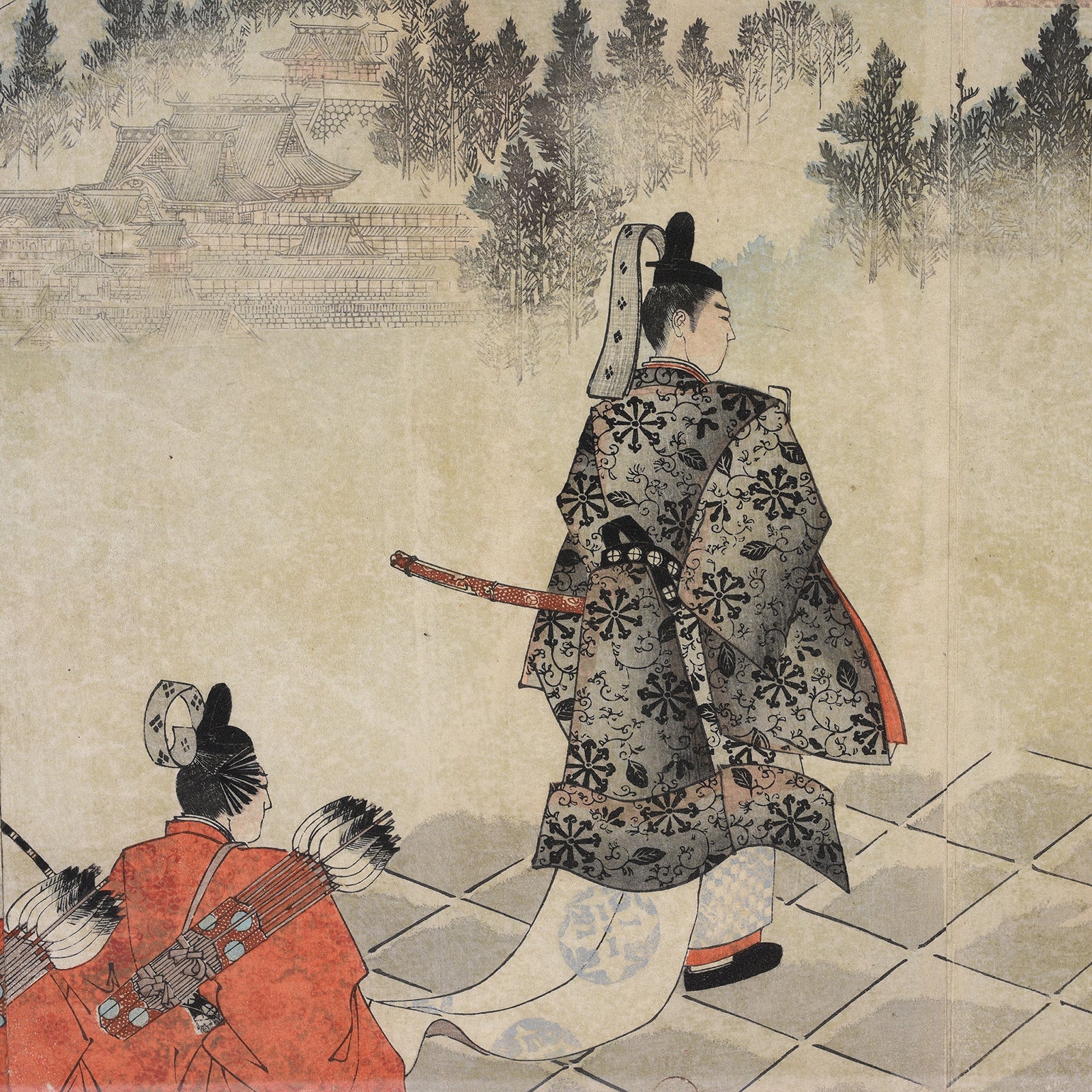 'Visit Of The Prince At Nikko Shrine' Original Woodblock Print by Toyohara Chikanobu - Ca 1897