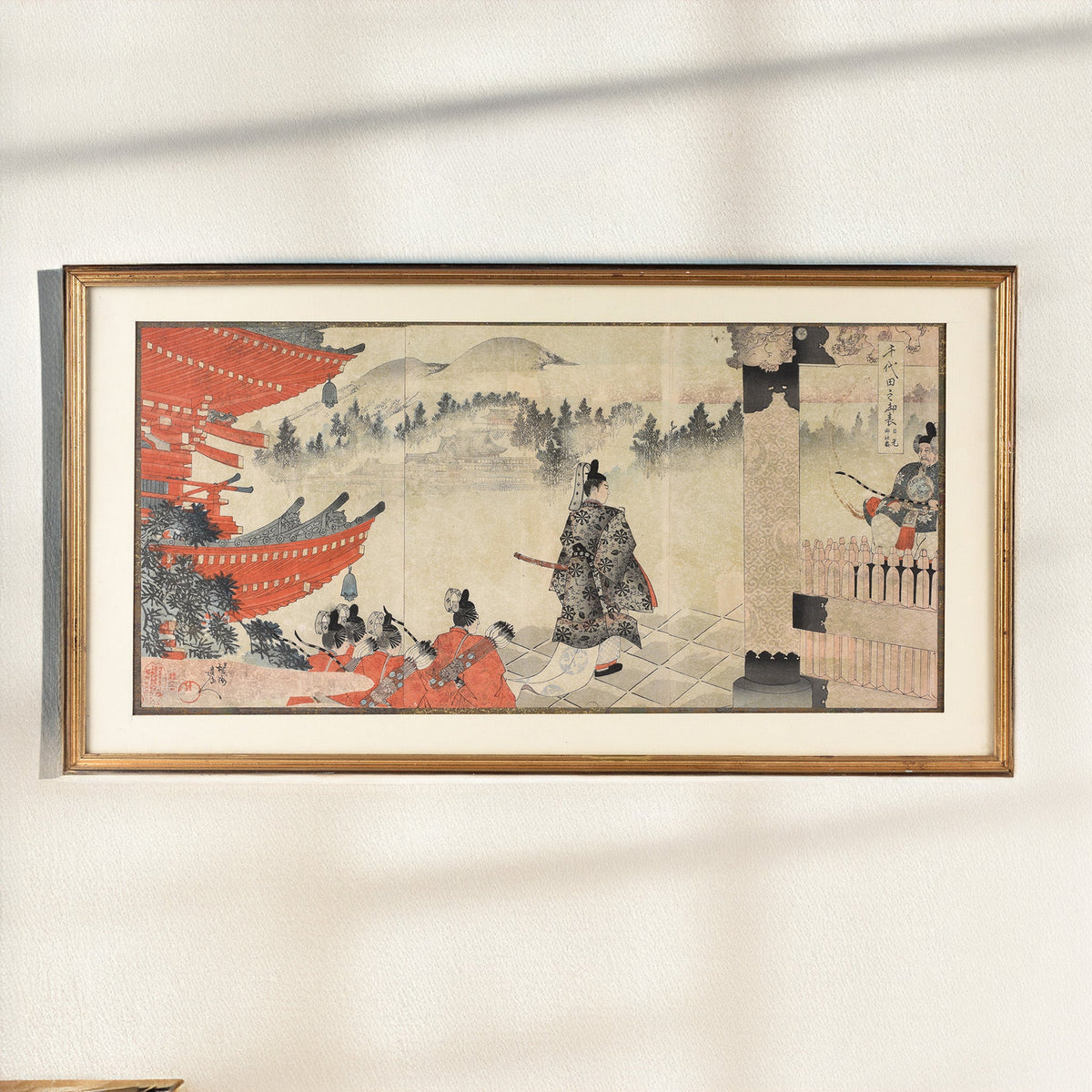 'Visit Of The Prince At Nikko Shrine' Original Woodblock Print by Toyohara Chikanobu - Ca 1897