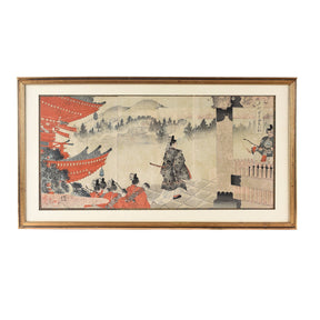 'Visit Of The Prince At Nikko Shrine' Original Woodblock Print by Toyohara Chikanobu - Ca 1897