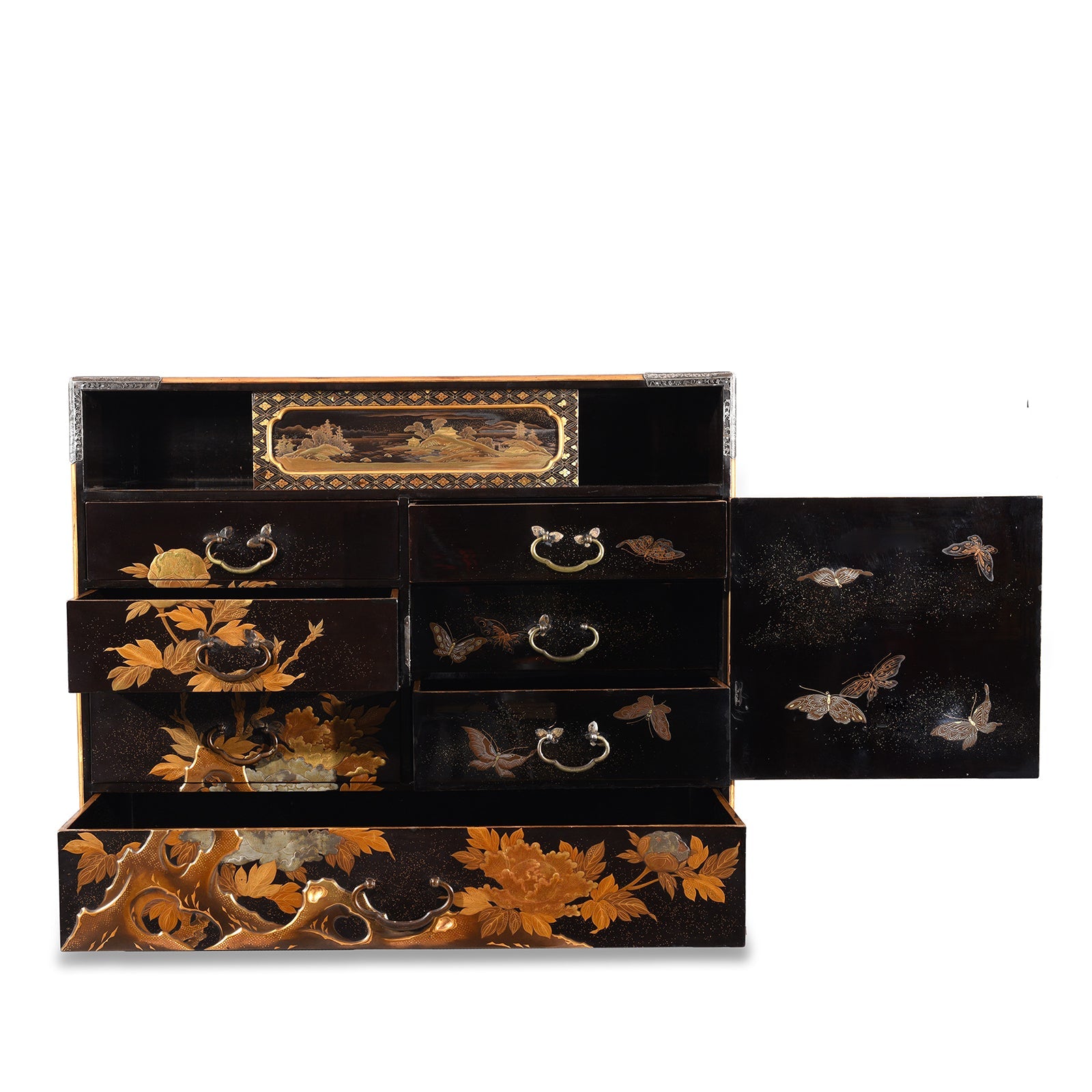 Japanese Gilt Lacquer Kodansu Jewellery Cabinet - Meiji Period