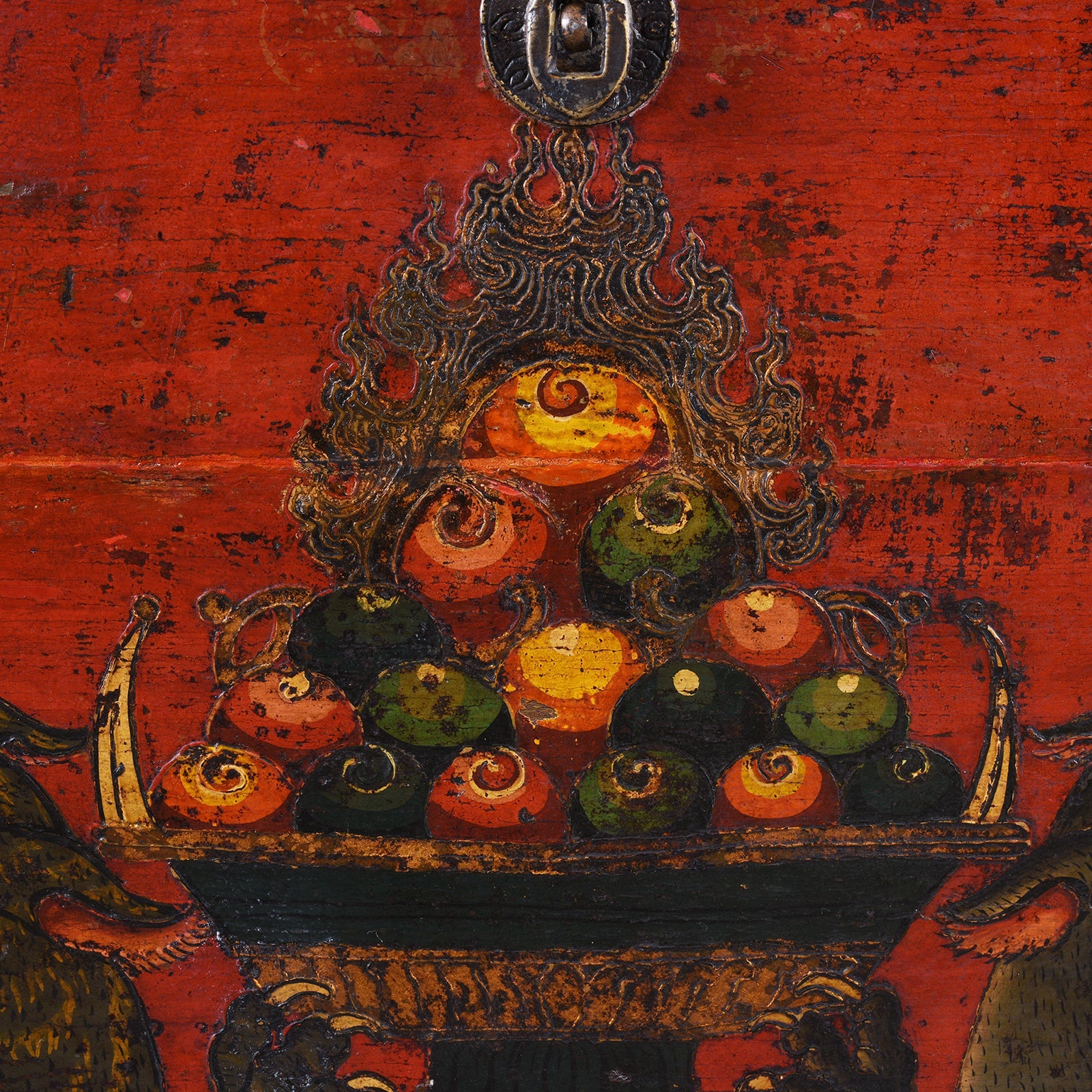 Painted Tibetan Tiger Chest From Kham - Ca 1900