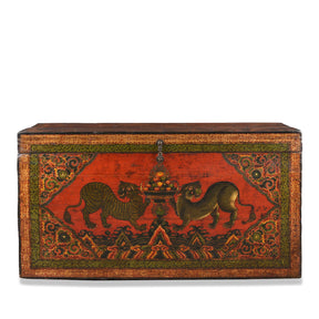 Painted Tibetan Tiger Chest From Kham - Ca 1900