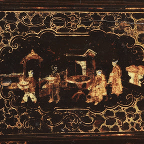 Chinese Export Black Lacquer Tea Caddy - 19th Century