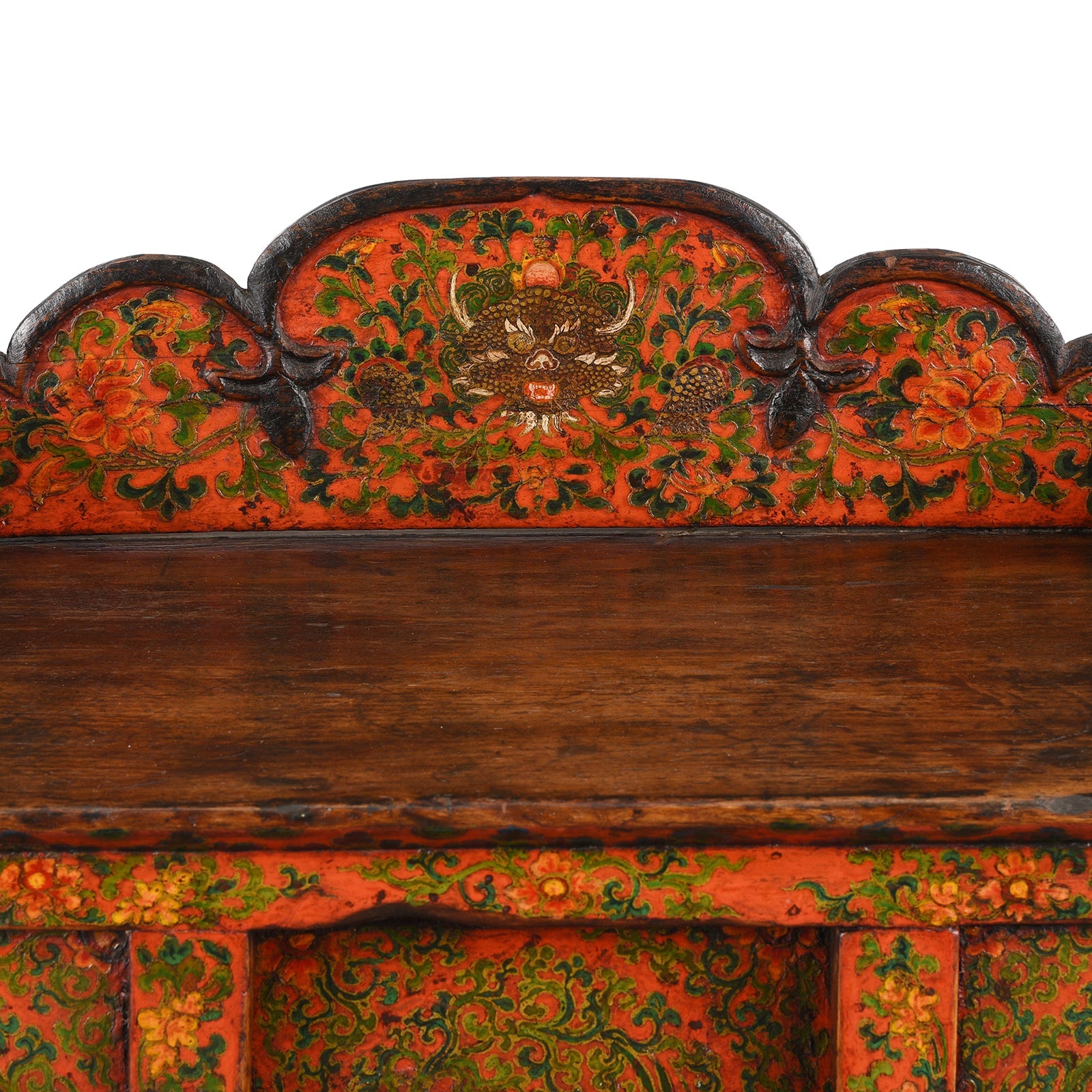 Painted Pegam Prayer Table From Tibet With Original Painting - 19th Century