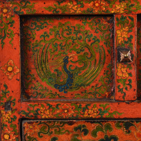Painted Pegam Prayer Table From Tibet With Original Painting - 19th Century