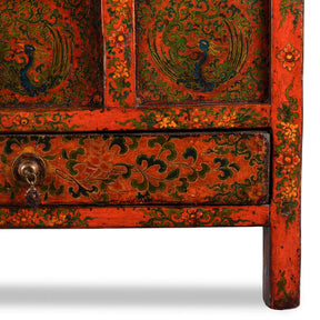 Painted Pegam Prayer Table From Tibet With Original Painting - 19th Century