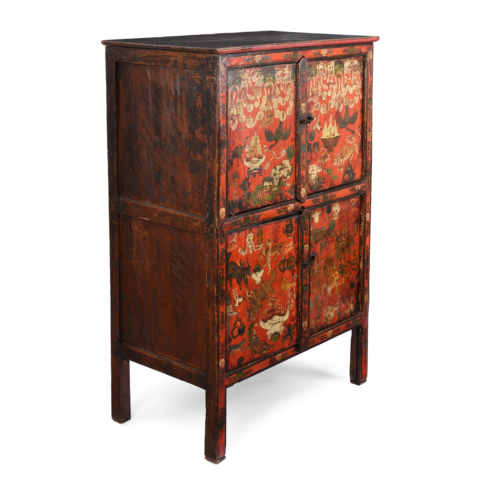 Painted Tibetan Mahakala Torgam Cabinet - 18thC