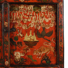 Painted Tibetan Mahakala Torgam Cabinet - 18thC