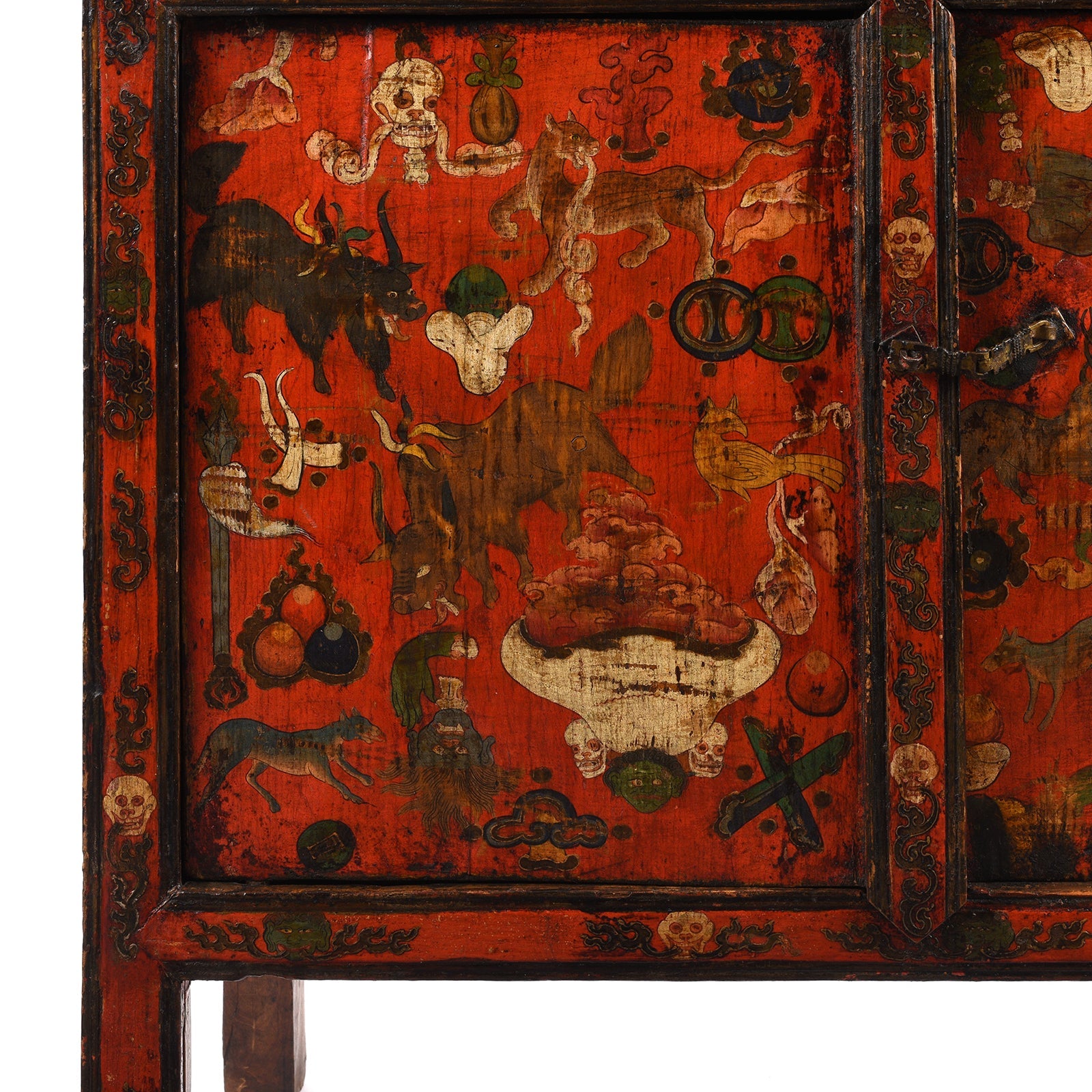 Painted Tibetan Mahakala Torgam Cabinet - 18thC