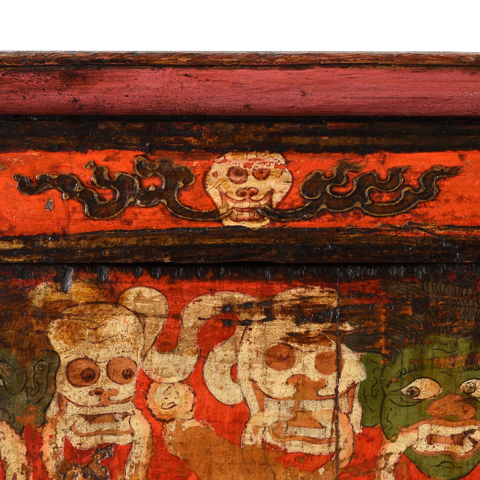 Painted Tibetan Mahakala Torgam Cabinet - 18thC