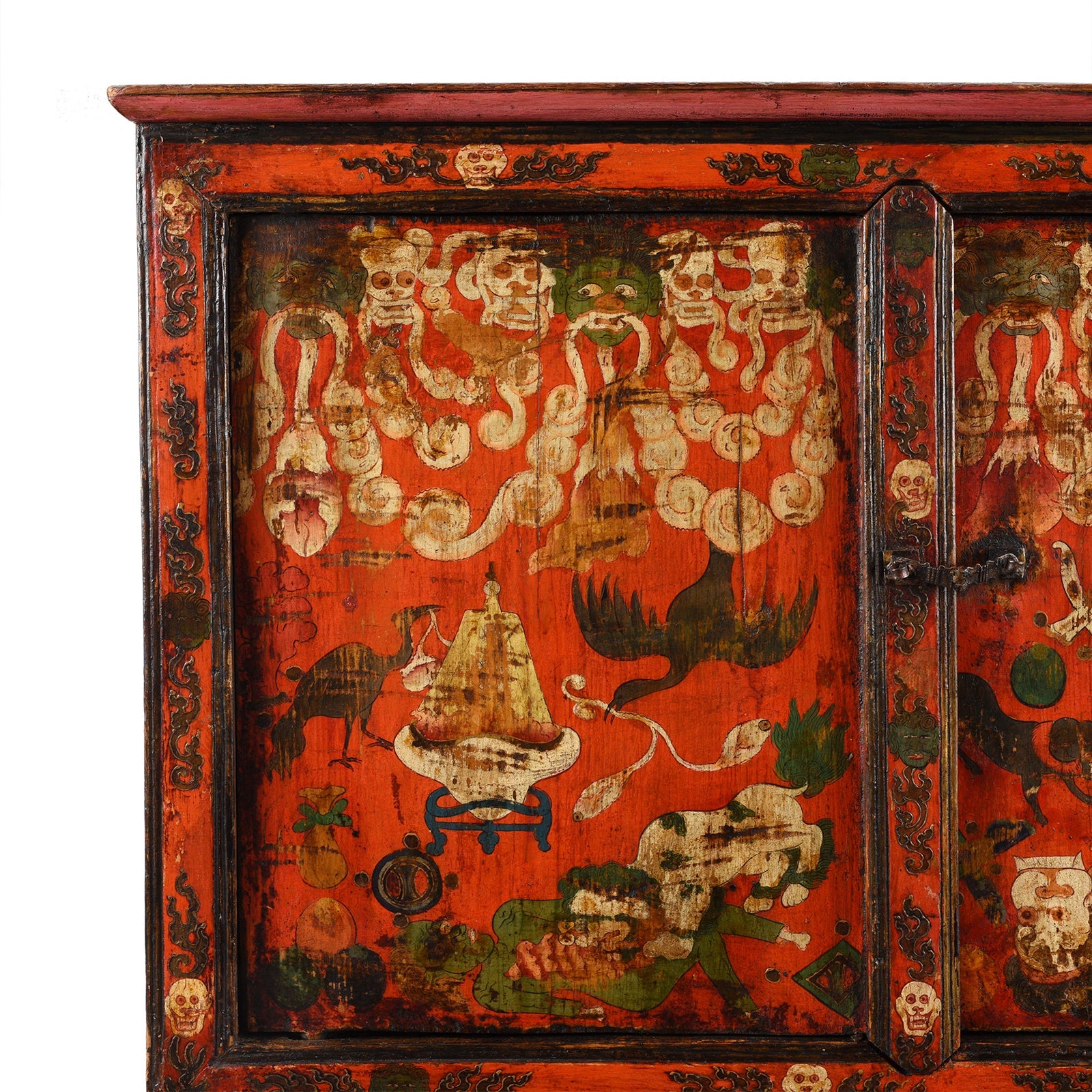 Painted Tibetan Mahakala Torgam Cabinet - 18thC