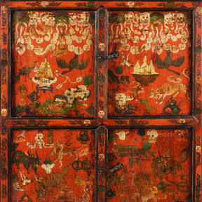 Painted Tibetan Mahakala Torgam Cabinet - 18thC