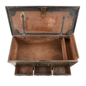 Brass Studded Teak Zanzibar Chest From Surat  - 19th Century