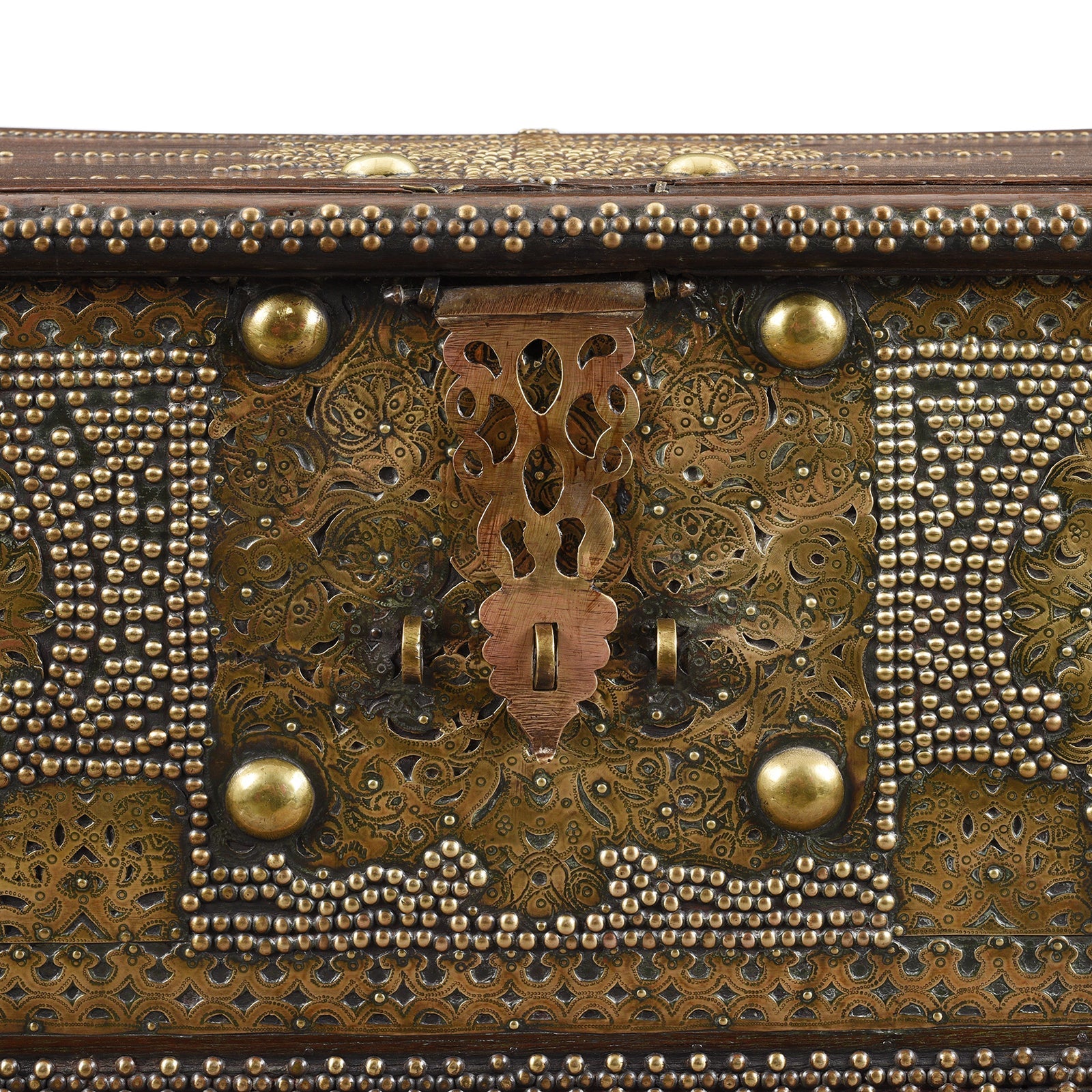 Brass Studded Teak Zanzibar Chest From Surat  - 19th Century