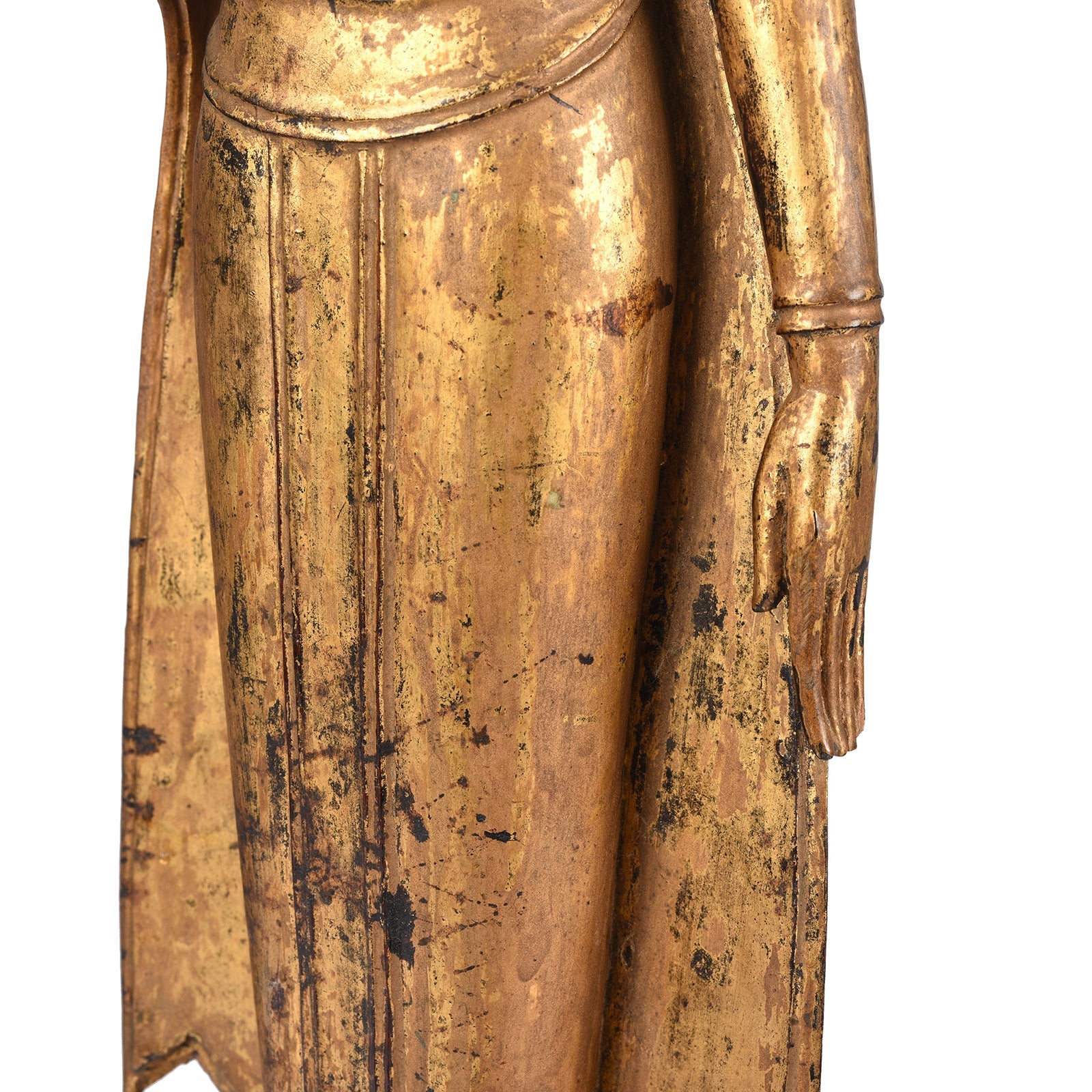 Gilt Teak Sukothai Style Standing Thai Buddha - Early 19th Century
