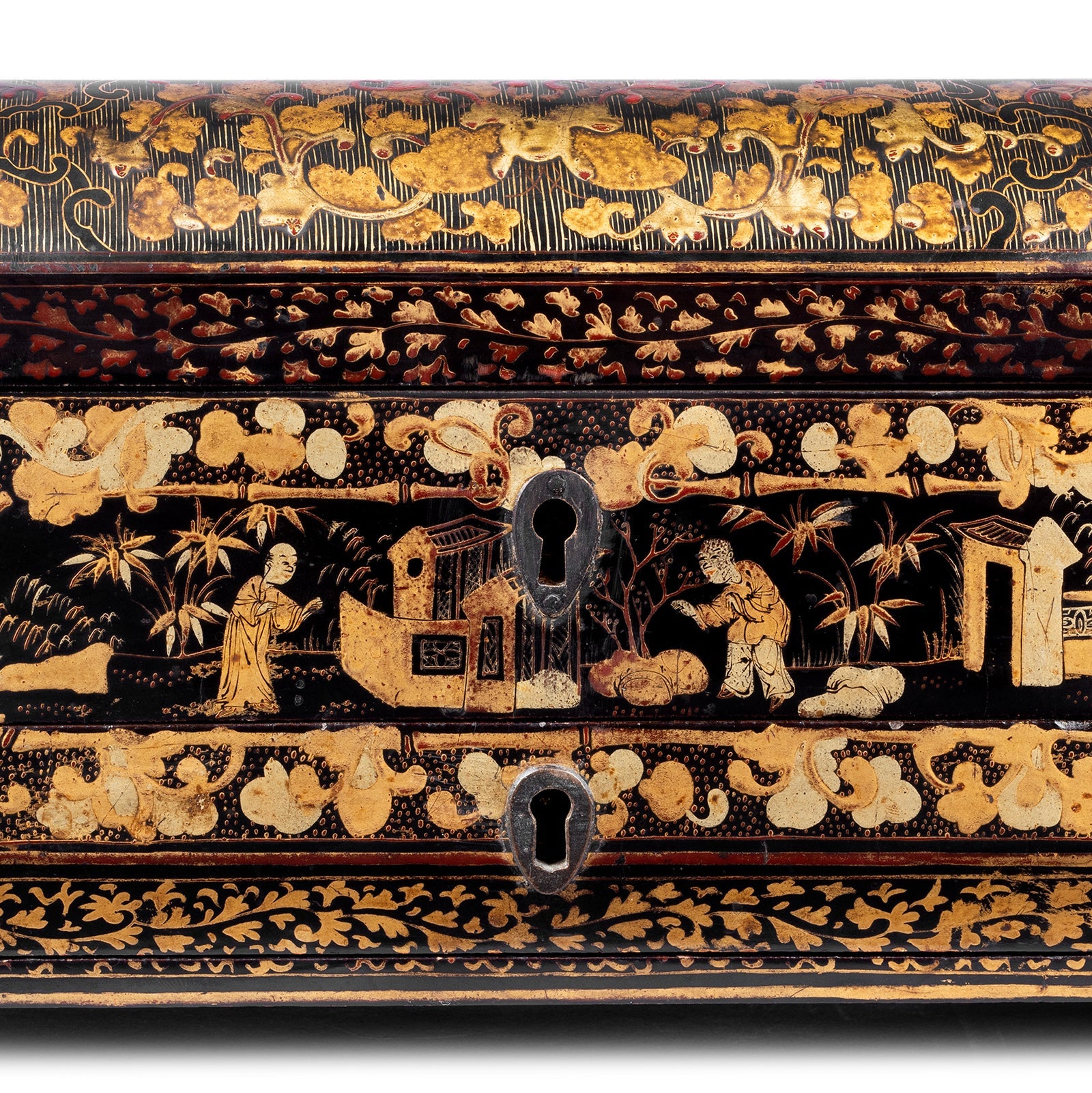 Canton Export Black Lacquer Sewing Box - Qing Dynasty