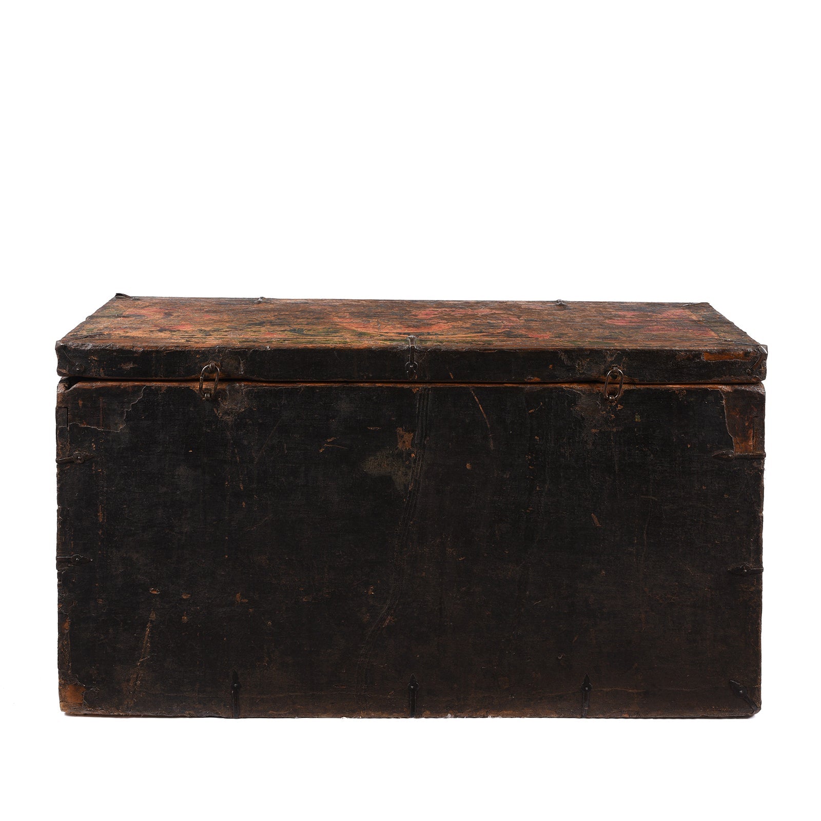 Painted Tibetan 'Flaming Lotus' Storage Chest - 18th Century