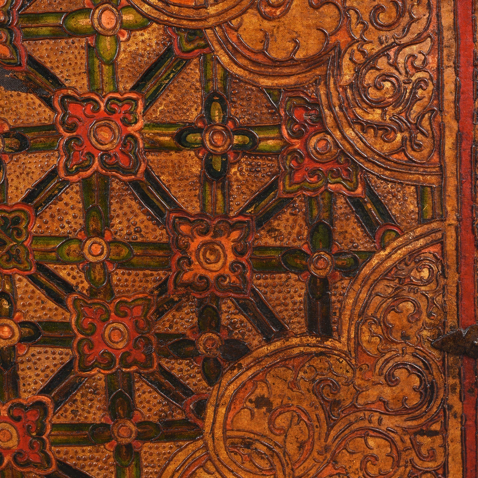 Painted Tibetan 'Flaming Lotus' Storage Chest - 18th Century