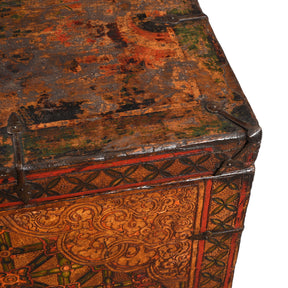 Painted Tibetan 'Flaming Lotus' Storage Chest - 18th Century