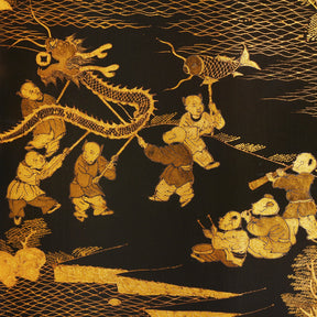 Chinese Black Lacquer Folding Screen - Ca 1980