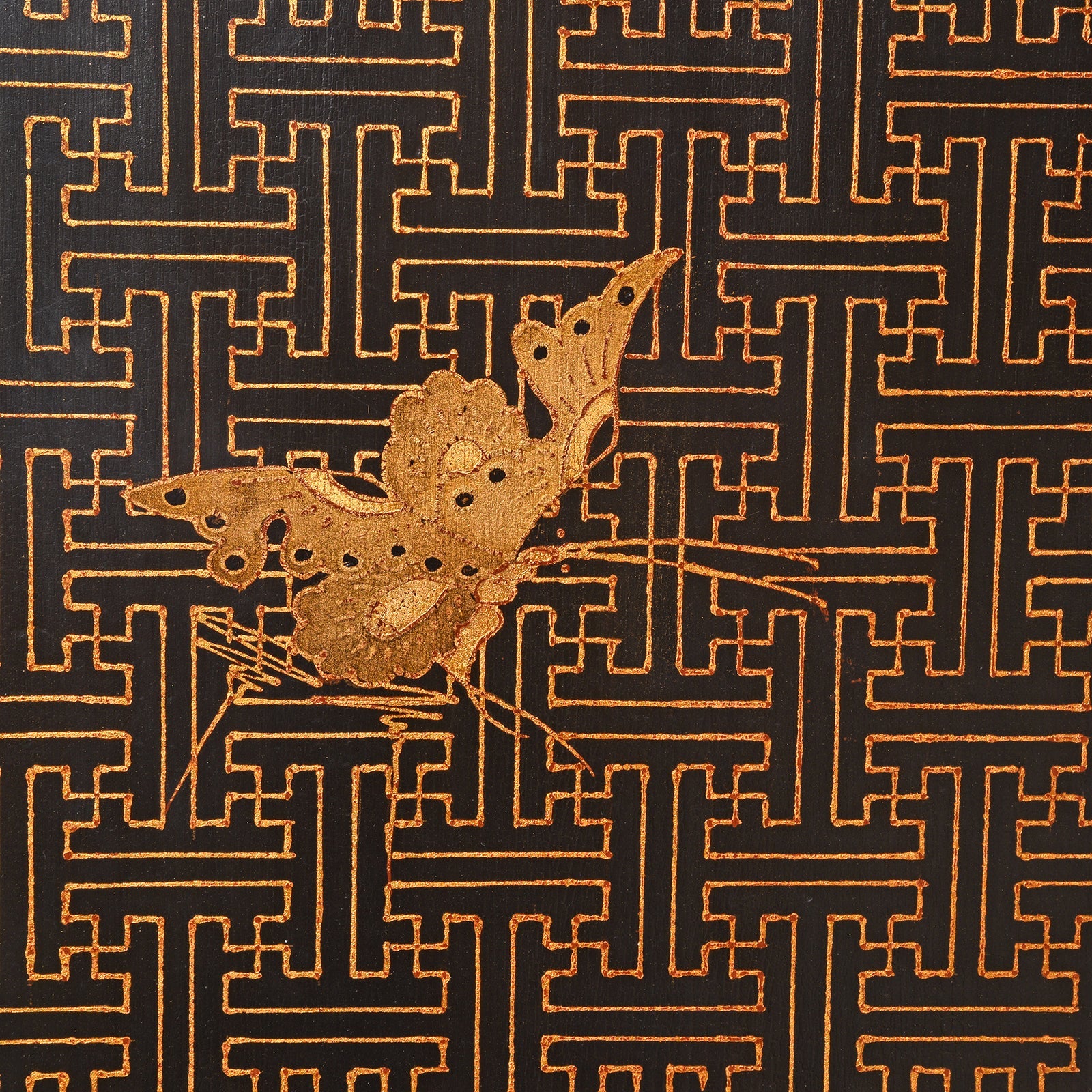 Chinese Black Lacquer Folding Screen - Ca 1980