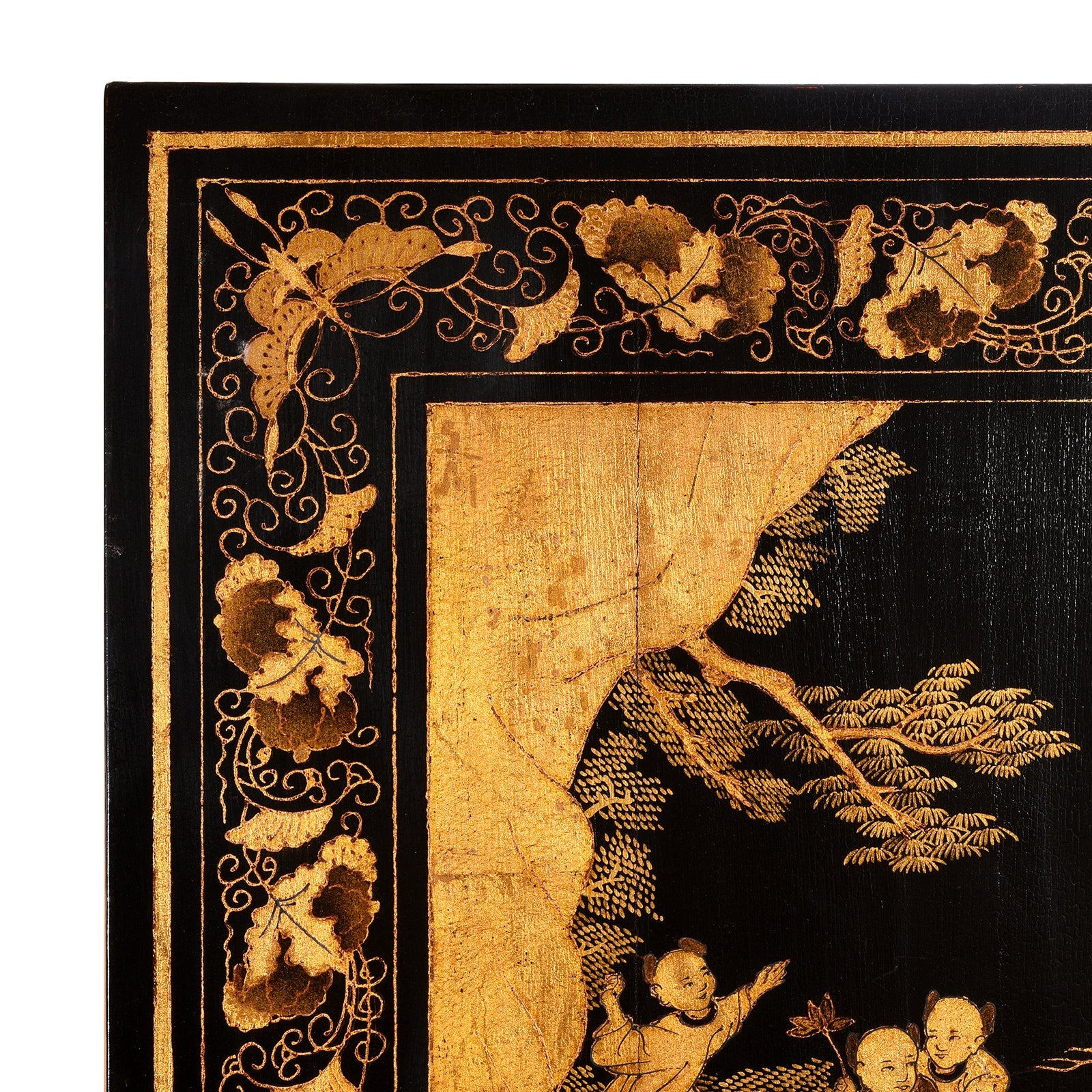 Chinese Black Lacquer Folding Screen - Ca 1980