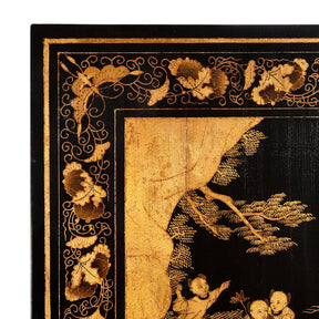 Chinese Black Lacquer Folding Screen - Ca 1980