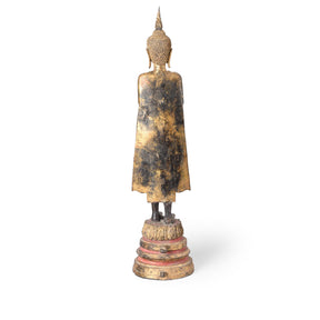 Gilt Bronze Thai Standing Buddha - Early Rattanakosin