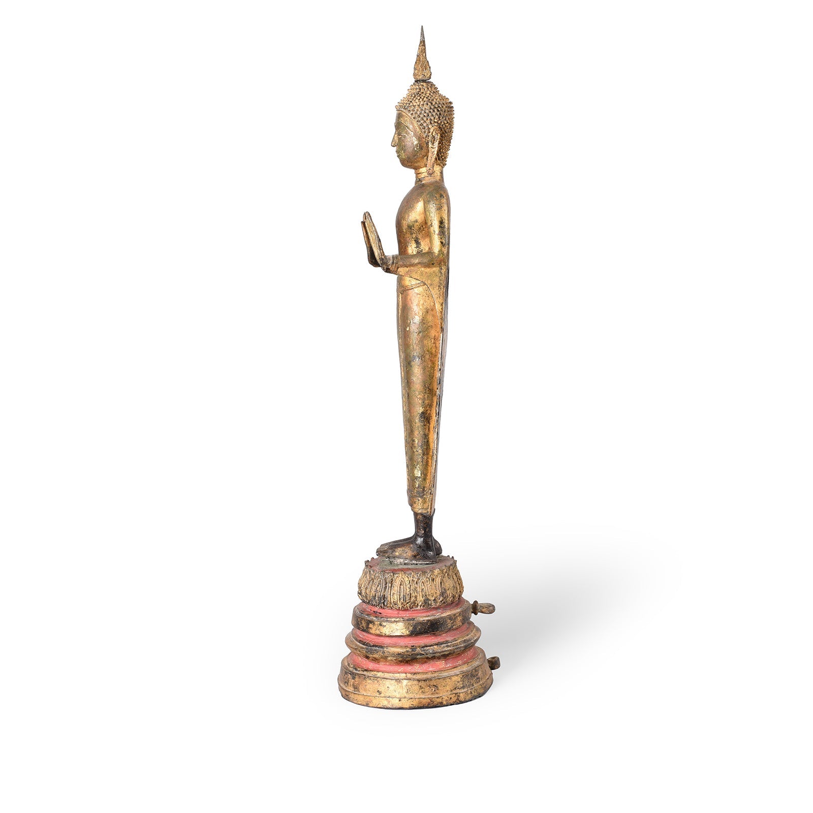 Gilt Bronze Thai Standing Buddha - Early Rattanakosin