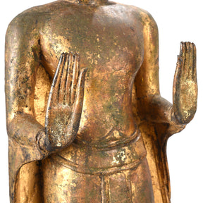 Gilt Bronze Thai Standing Buddha - Early Rattanakosin