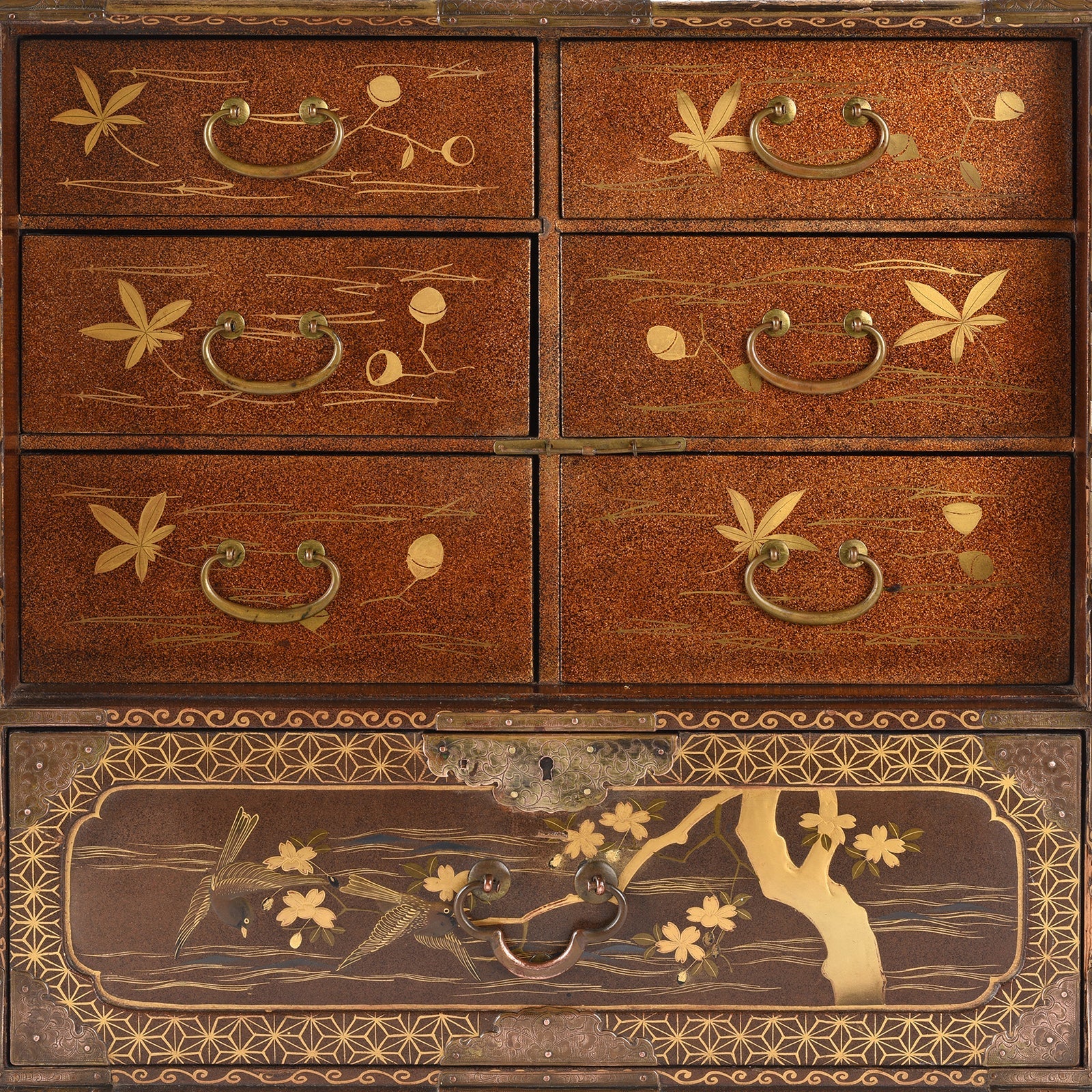 Japanese Gilt Lacquer Kodansu Jewellery Cabinet - Meiji Period