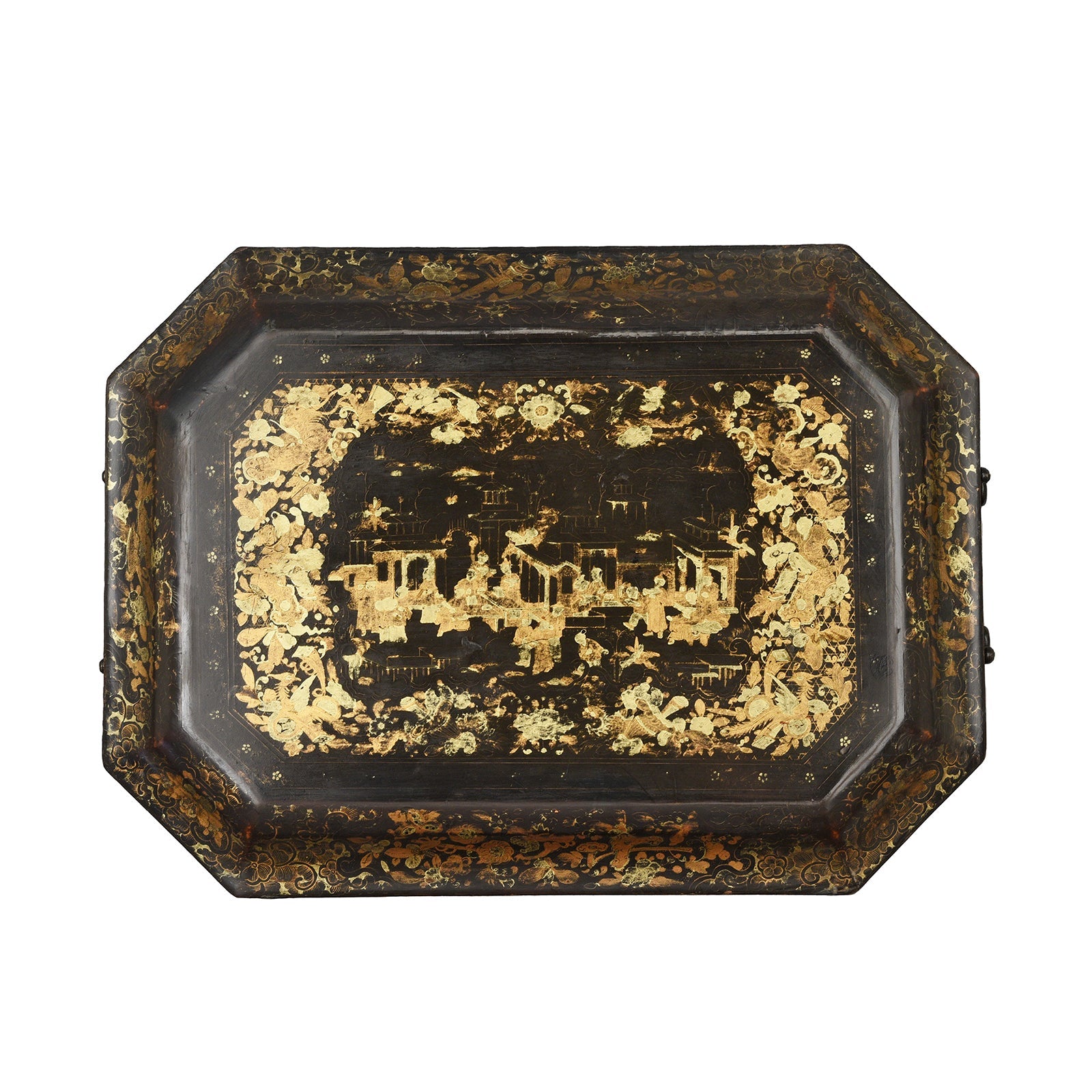 Canton Export Black Lacquer Sewing Box - Ca 1830's