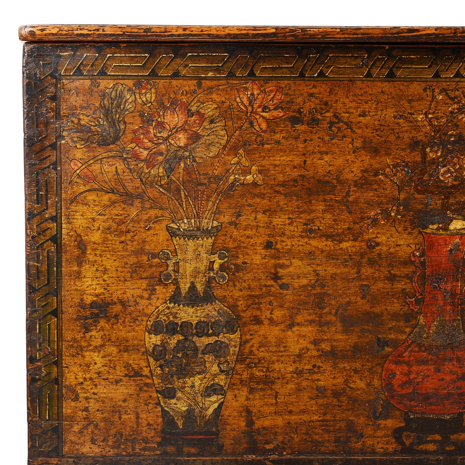 Painted Mongolian Chest On Stand - 19th Century