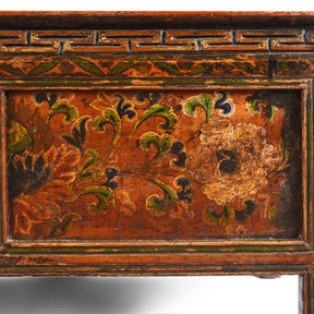 Painted Floral Choksar Prayer Table from Tibet - 19th Century