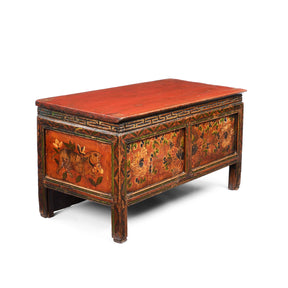 Painted Floral Choksar Prayer Table from Tibet - 19th Century