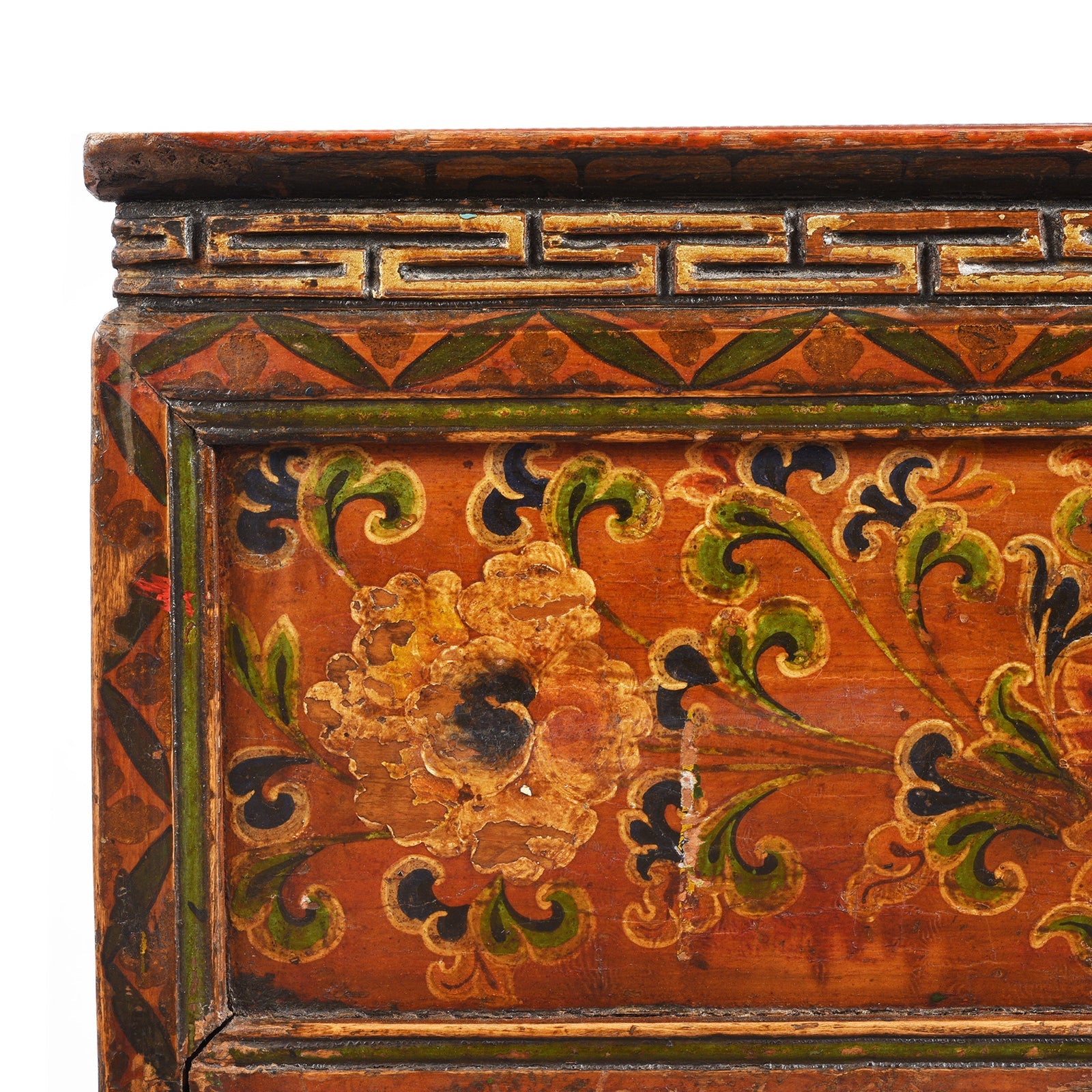 Painted Floral Choksar Prayer Table from Tibet - 19th Century