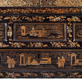 Lacquered Canton Export Bonheur De Jour Cabinet - Ca 1830