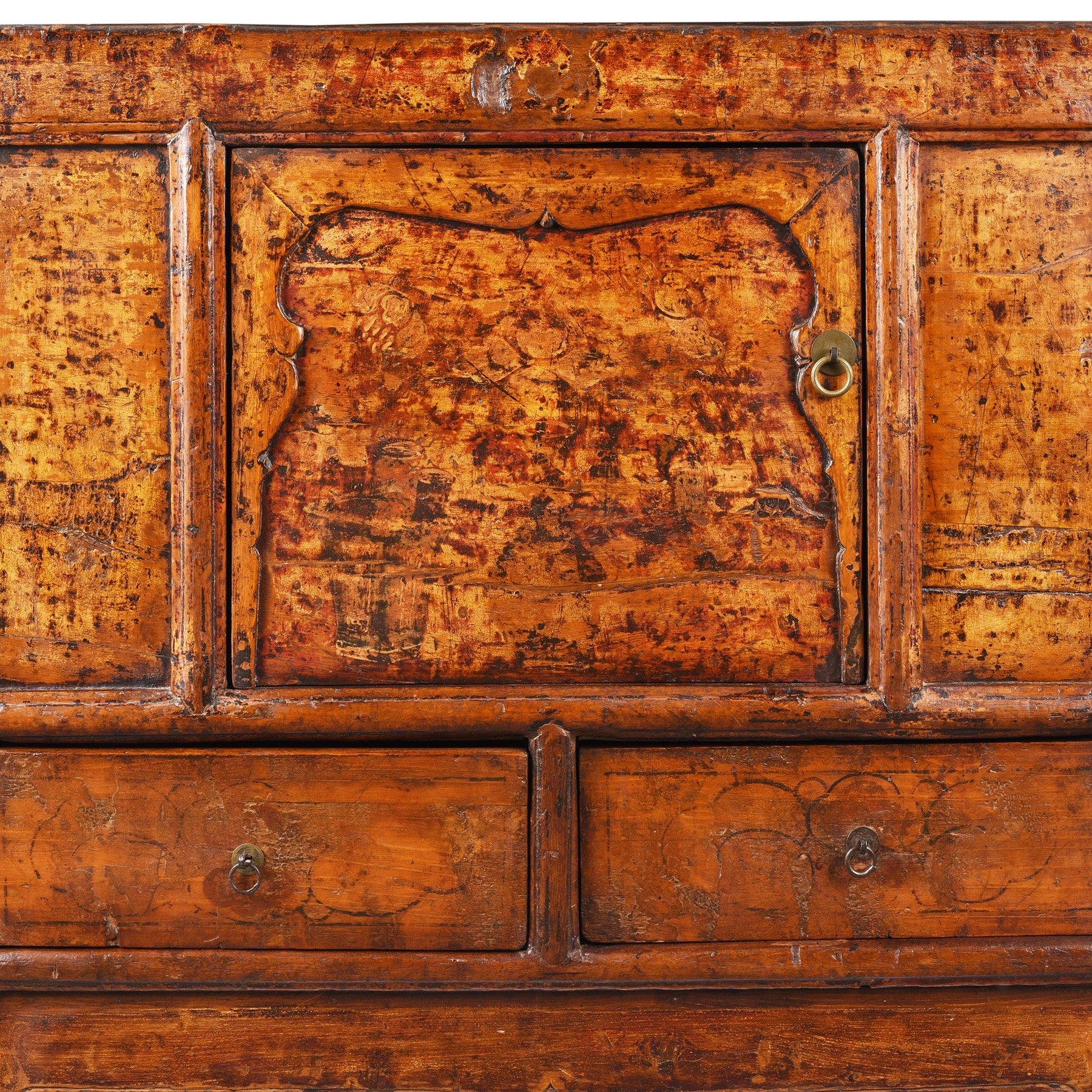 Painted Cabinet From Gansu - 19th Century