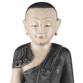 Pair Of Vintage Carved Burmese Monks - Ca 1970's