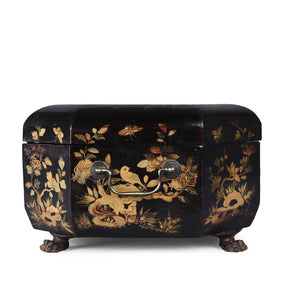Canton Export Black Lacquer Sewing Box - Qing Dynasty - 19th Century