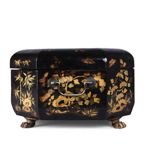 Canton Export Black Lacquer Sewing Box - Qing Dynasty - 19th Century