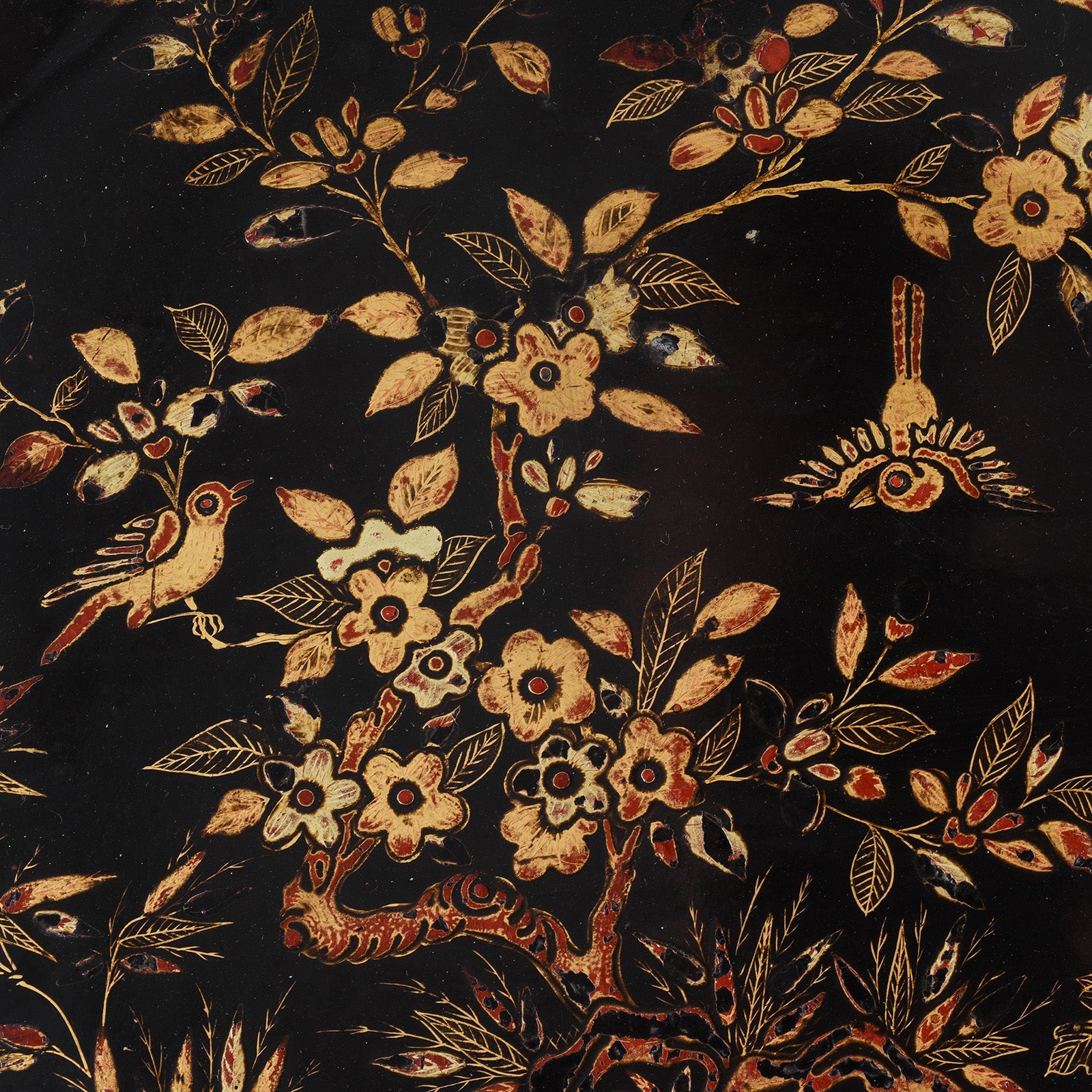 Canton Export Black Lacquer Sewing Box - Qing Dynasty - 19th Century