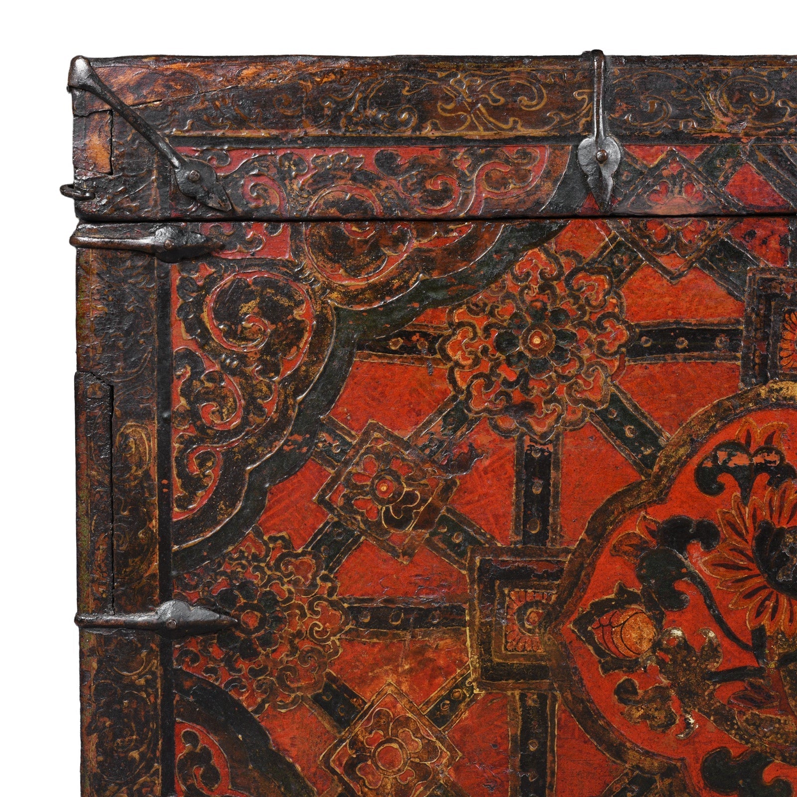 Painted Tibetan Dragon Storage Chest - 18th Century