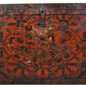 Painted Tibetan Dragon Storage Chest - 18th Century